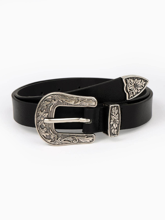 Western Style Buckle Belt For Women Fashionable All-match Decorative Belt
