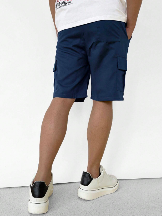 Manfinity Hypemode Men Flap Pocket Side Drawstring Waist Cargo Shorts