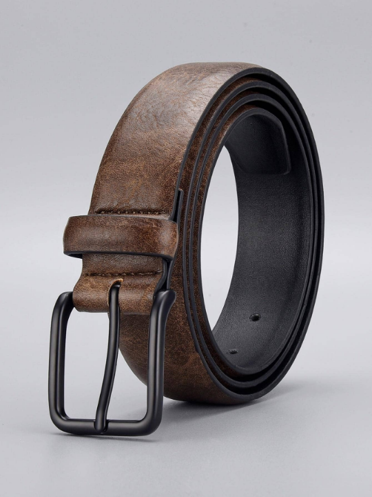 1pc Men Square Buckle Vintage Belt For Daily Life
