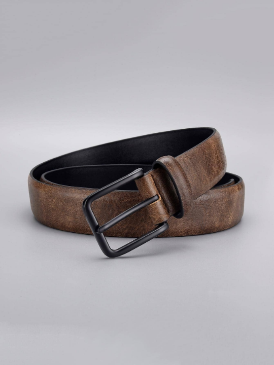 1pc Men Square Buckle Vintage Belt For Daily Life