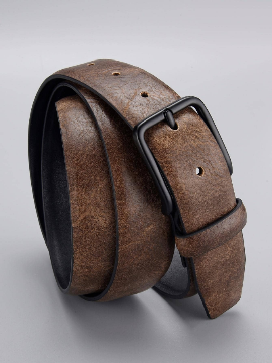 1pc Men Square Buckle Vintage Belt For Daily Life