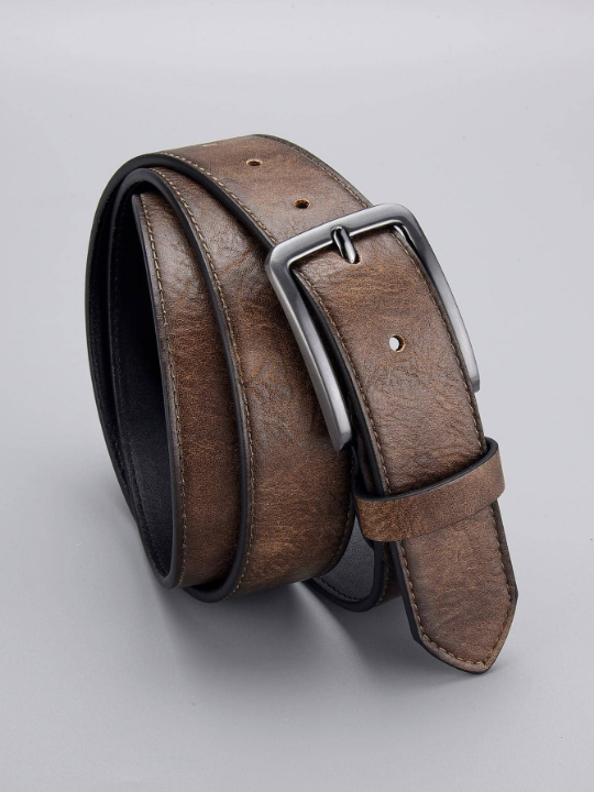 1pc Men Square Buckle Vintage Belt For Daily Life