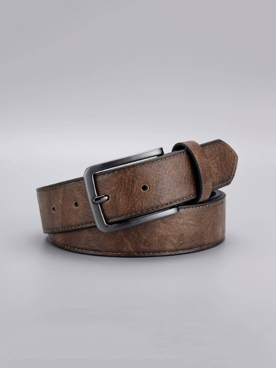 1pc Men Square Buckle Vintage Belt For Daily Life