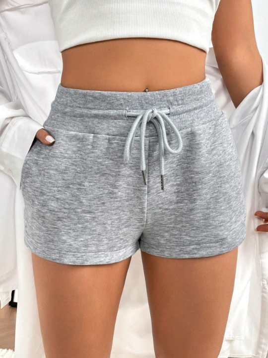 EZwear Drawstring Waist Slant Pocket Shorts