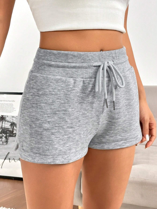 EZwear Drawstring Waist Slant Pocket Shorts