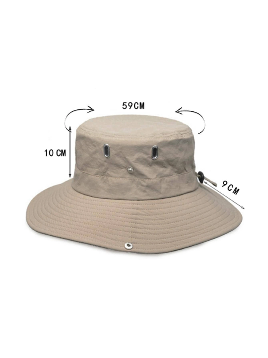 1pc Men Drawstring Decor Casual Sun Protection Bucket Hat, For Outdoor