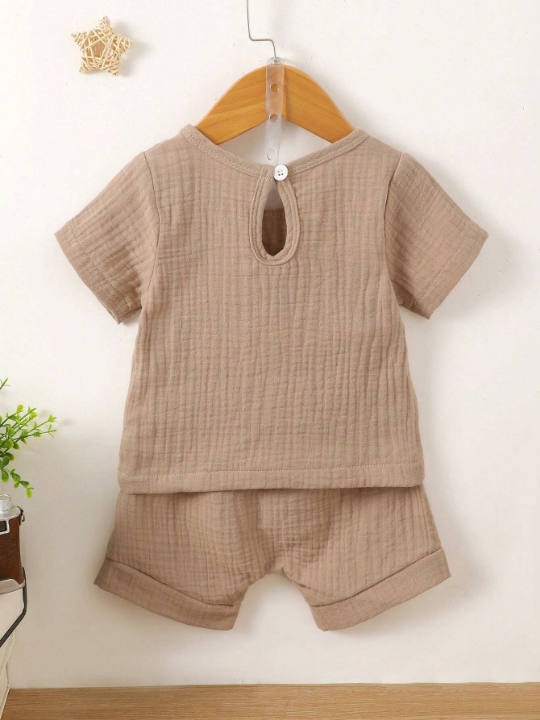 Baby Boy Patched Pocket Tee & Shorts Set