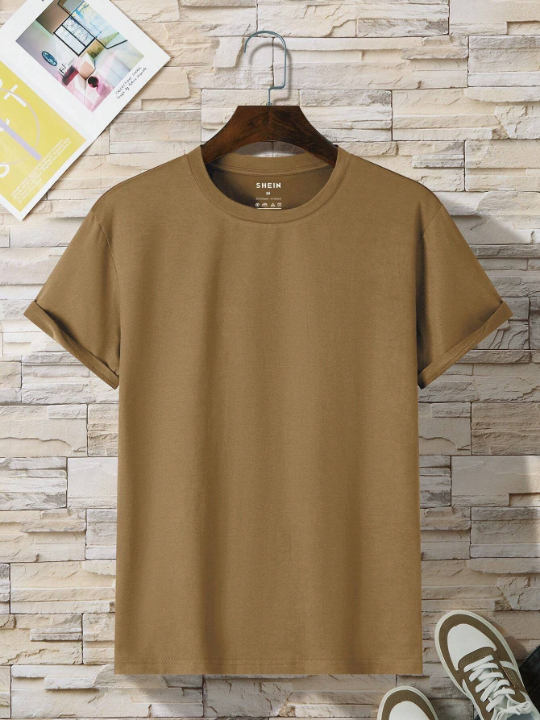 Men Solid Round Neck Tee