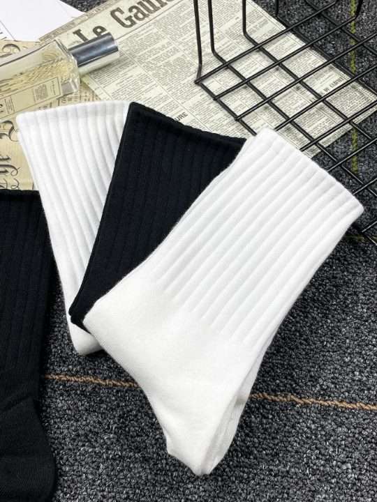 5pairs/Set Men's Spring And Autumn New Casual Couples Mid-Calf Socks