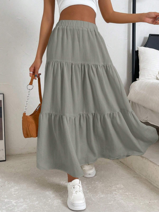 EZwear High Waist Ruffle Hem Skirt