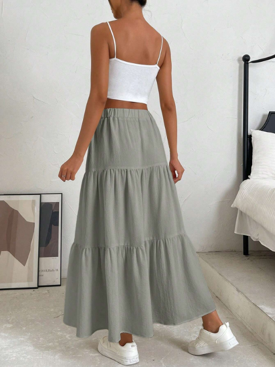 EZwear High Waist Ruffle Hem Skirt