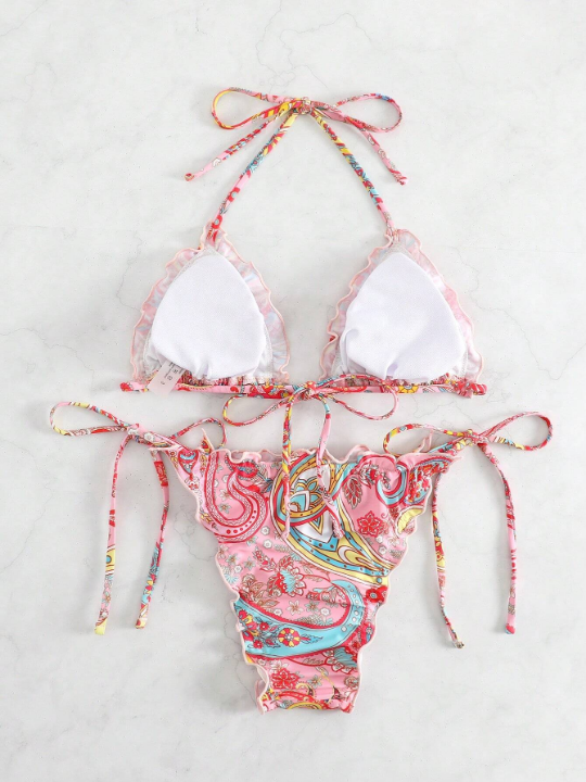 Swim BohoFeel Paisley Print Halter Triangle Bikini Swimsuit