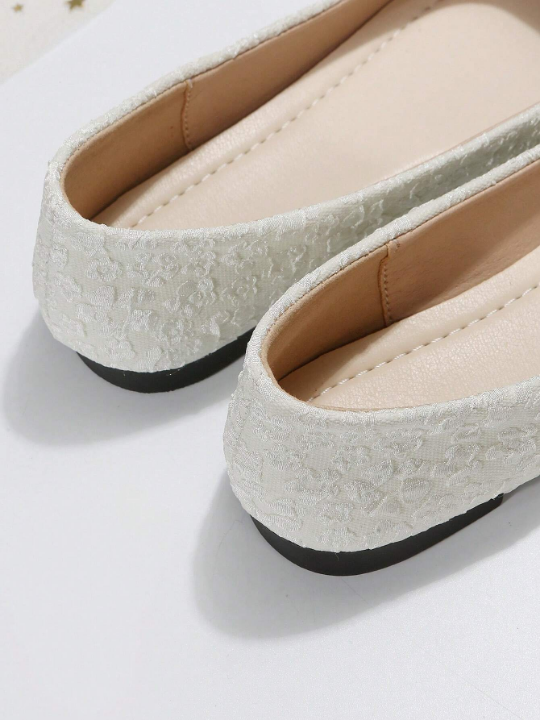 Elegant Ballet Flats For Women, Flower Pattern Slip-on Flats