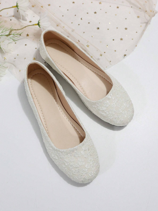 Elegant Ballet Flats For Women, Flower Pattern Slip-on Flats