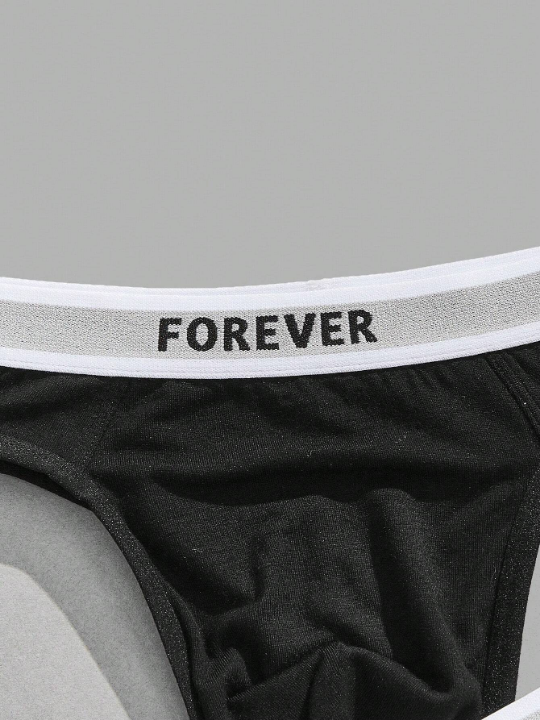 Men 5pcs Letter Graphic Contrast Binding Thong