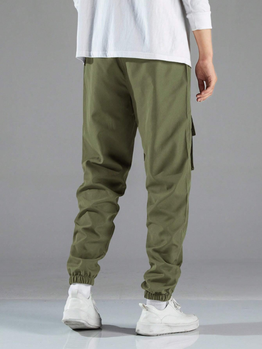 Manfinity Hypemode Men Letter Graphic Flap Pocket Drawstring Waist Cargo Pants