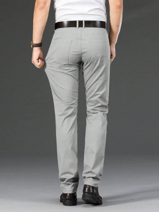 Men Slant Pocket Straight Leg Pants Without Belt