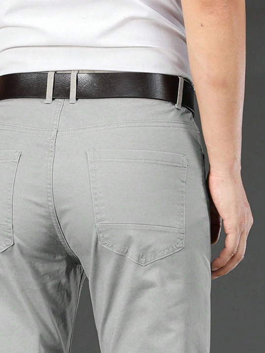 Men Slant Pocket Straight Leg Pants Without Belt