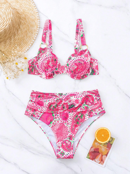 Swim Vcay Paisley Print Underwire Bikini Swimsuit