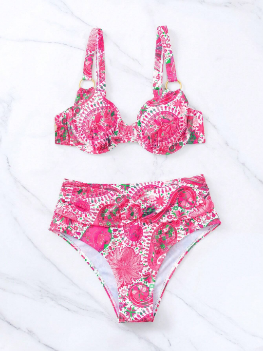 Swim Vcay Paisley Print Underwire Bikini Swimsuit