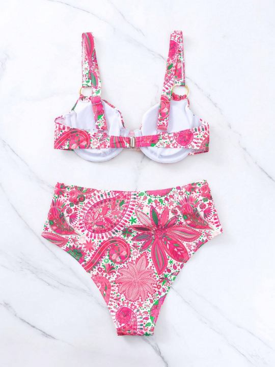 Swim Vcay Paisley Print Underwire Bikini Swimsuit