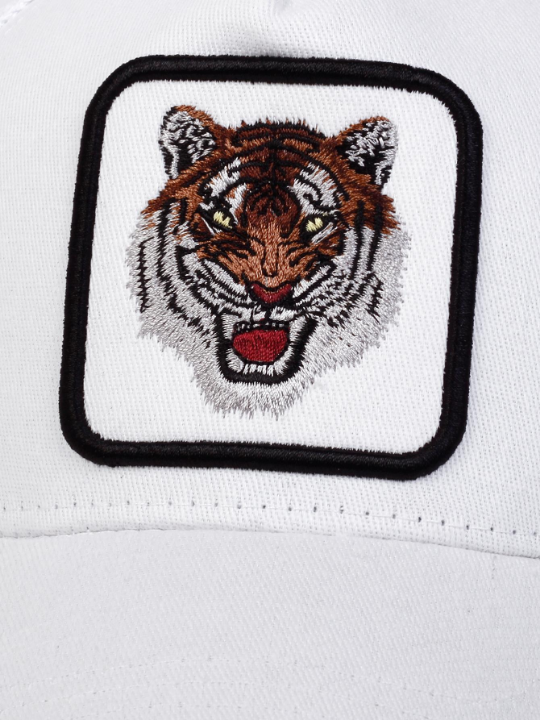 Men Tiger Embroidered Trucker Hat