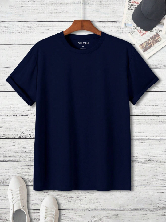 Men Solid Round Neck Tee