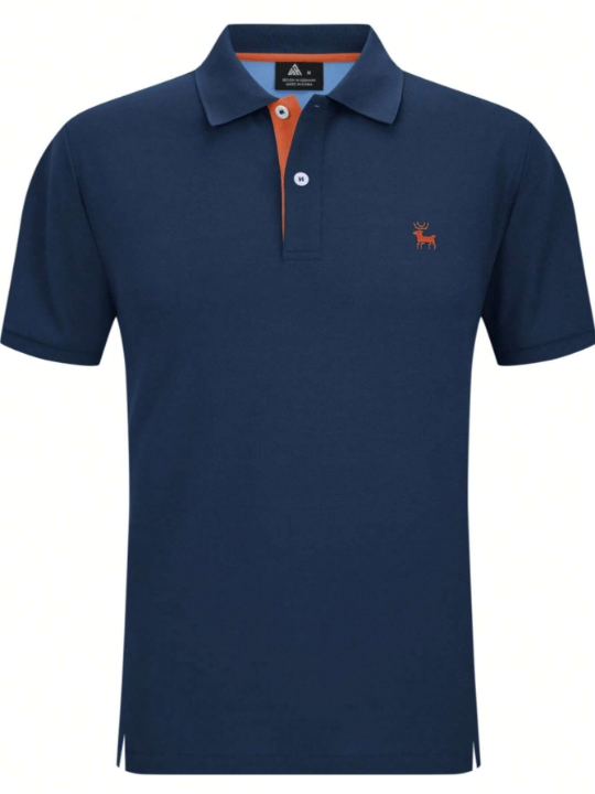 Men Deer Embroidery Polo Shirt