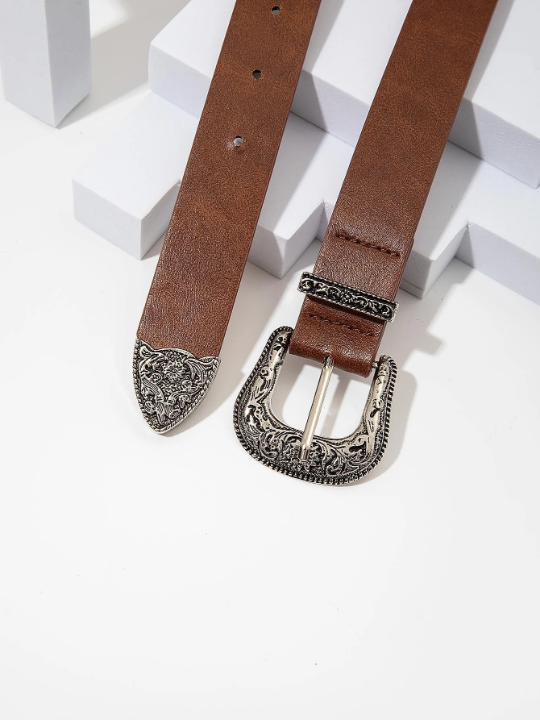 Textured Metal Buckle Belt