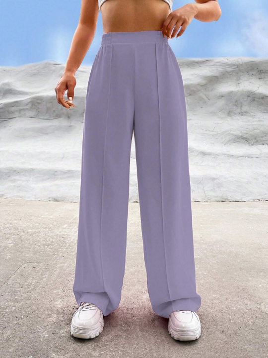 EZwear Solid Wide Leg Pants