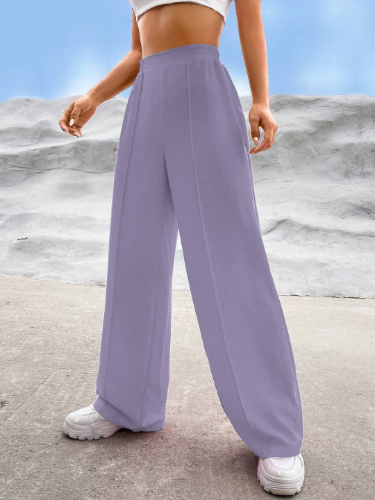 EZwear Solid Wide Leg Pants