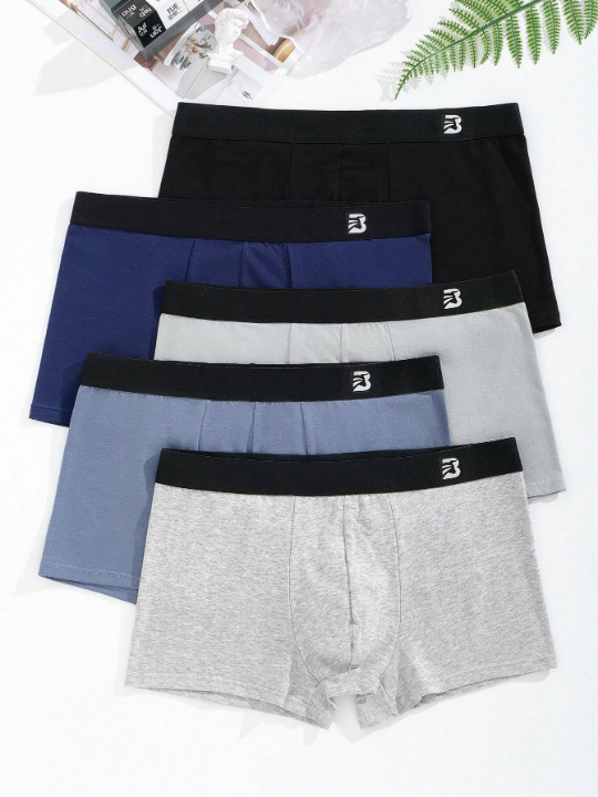 Men 5pcs Letter Graphic Boxer Brief