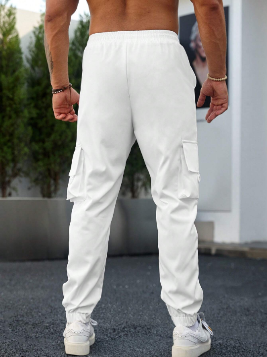 Manfinity Homme Men Flap Pocket Side Drawstring Waist Cargo Pants