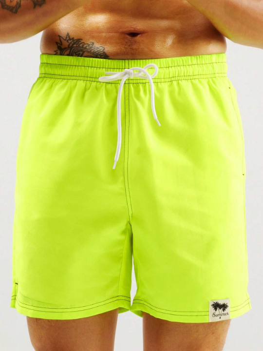 Manfinity Swimmode Men Drawstring Waist Slant Pocket Swim Trunks