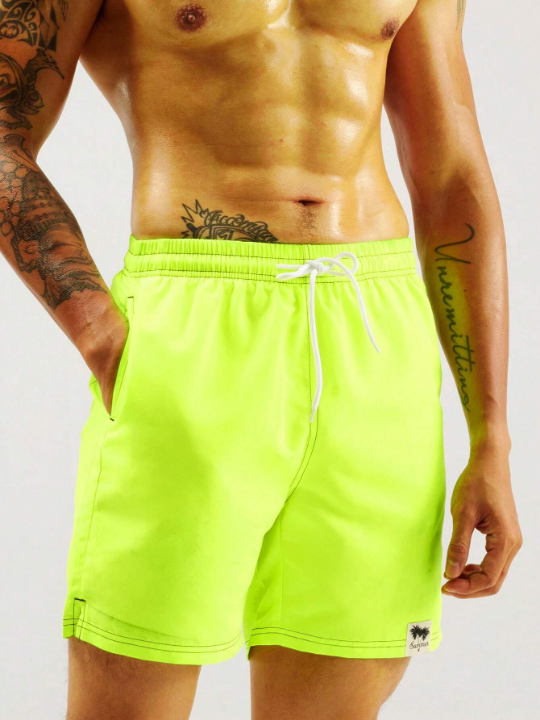 Manfinity Swimmode Men Drawstring Waist Slant Pocket Swim Trunks