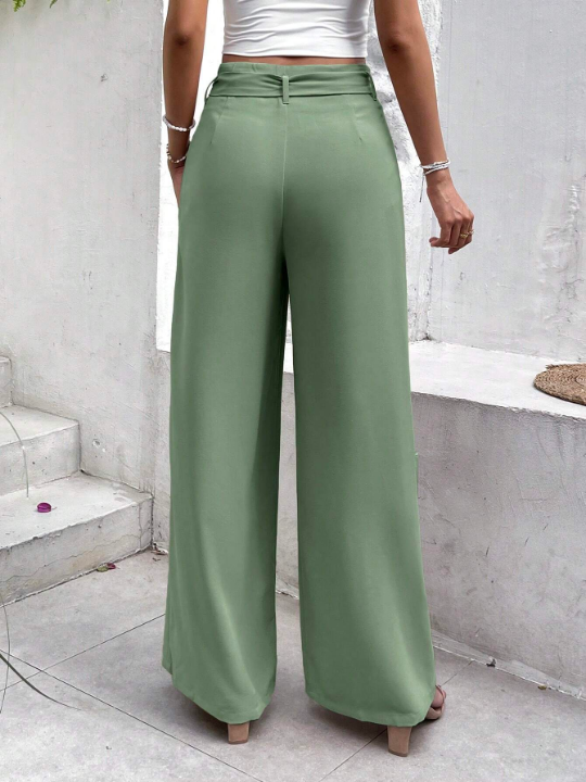 Frenchy Paperbag Waist Belted Wide Leg Pants