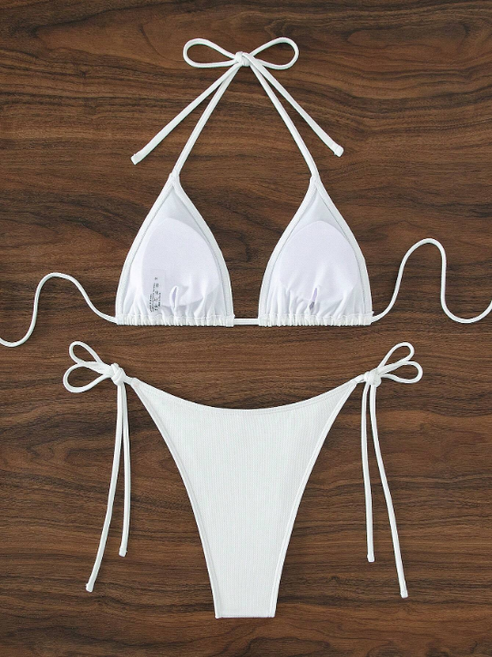 Swim Basics Halter Triangle Tie Side Bikini Swimsuit