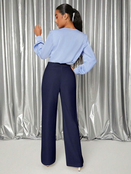 Priv High Waist Fold Pleated Pants