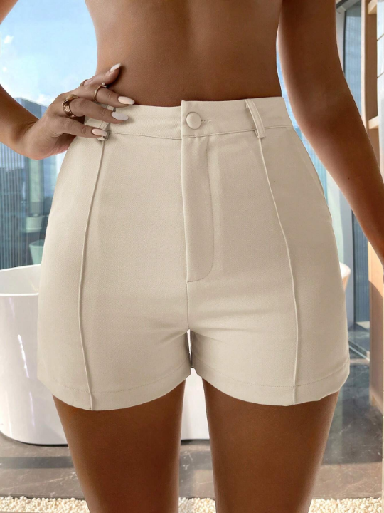 Essnce High Waist Zipper Fly Shorts