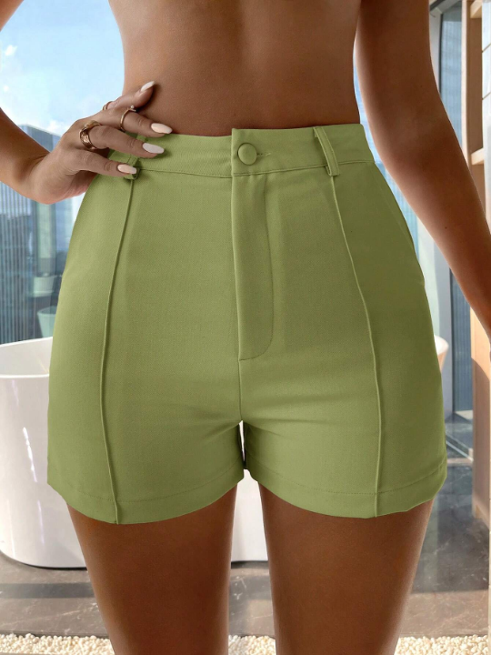 Essnce High Waist Zipper Fly Shorts