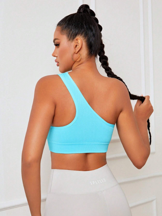 Yoga Sxy Solid Cutout One Shoulder Sports Bra