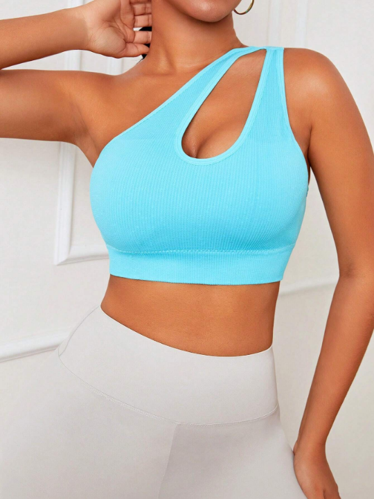 Yoga Sxy Solid Cutout One Shoulder Sports Bra