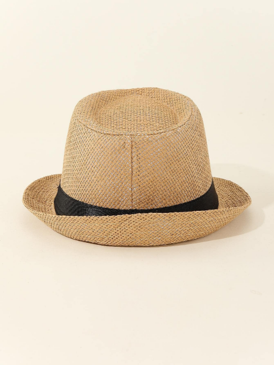 Breathable Linen Straw Jazz Hat, Casual Gentleman Fedora For Summer & Autumn