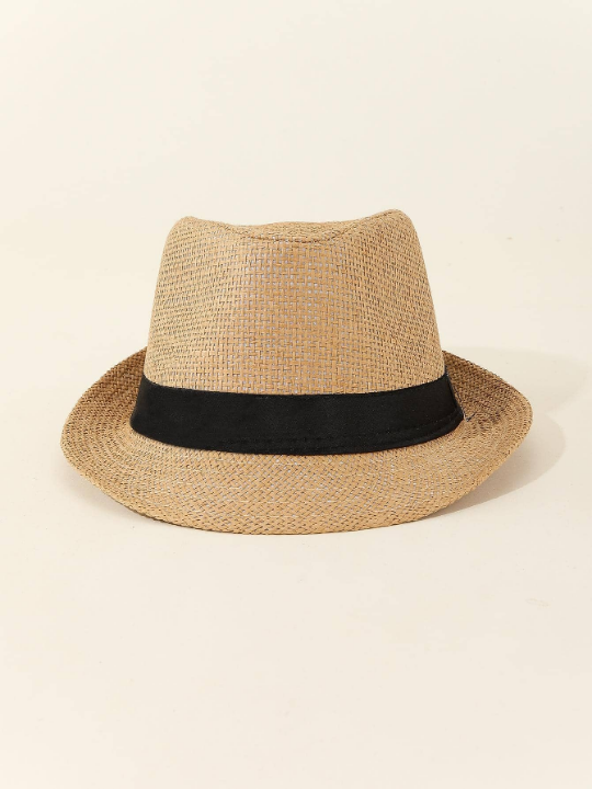 Breathable Linen Straw Jazz Hat, Casual Gentleman Fedora For Summer & Autumn