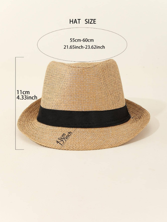 Breathable Linen Straw Jazz Hat, Casual Gentleman Fedora For Summer & Autumn