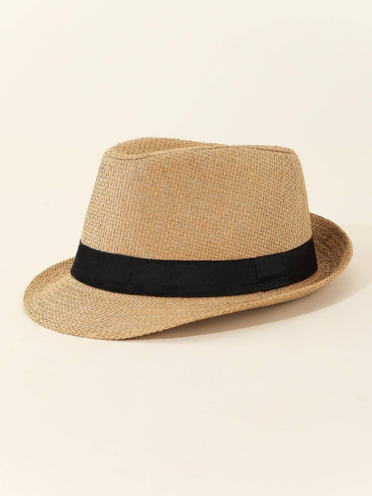 Breathable Linen Straw Jazz Hat, Casual Gentleman Fedora For Summer & Autumn