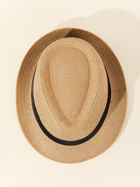 Breathable Linen Straw Jazz Hat, Casual Gentleman Fedora For Summer & Autumn