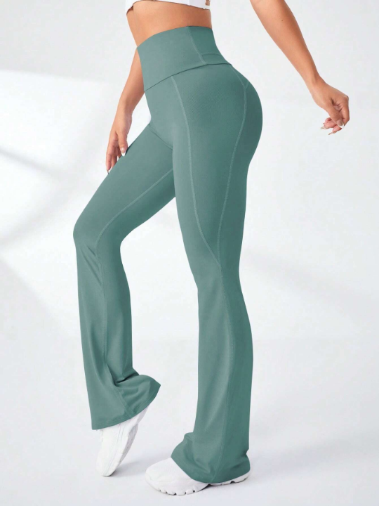 Yoga Basic Wide Waistband Flare Leg Pants