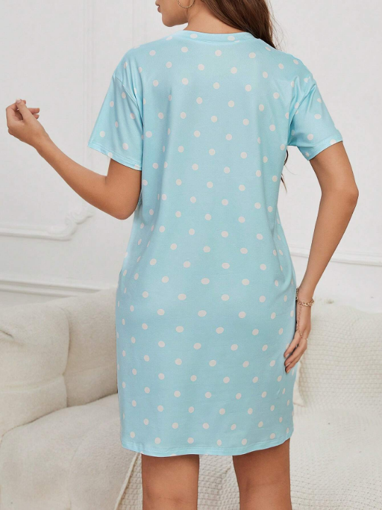 Polka Dot & Eyelash Print Nightdress