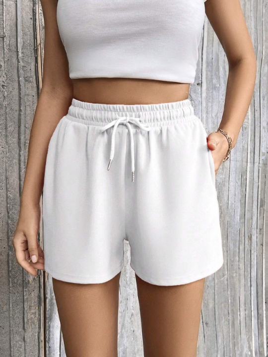 Essnce Drawstring Waist Slant Pocket Track Shorts